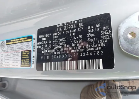 2023 Kia Telluride Ex X-Line z USA, uszkodzony, nr VIN 5XYP3DGC7PG344782